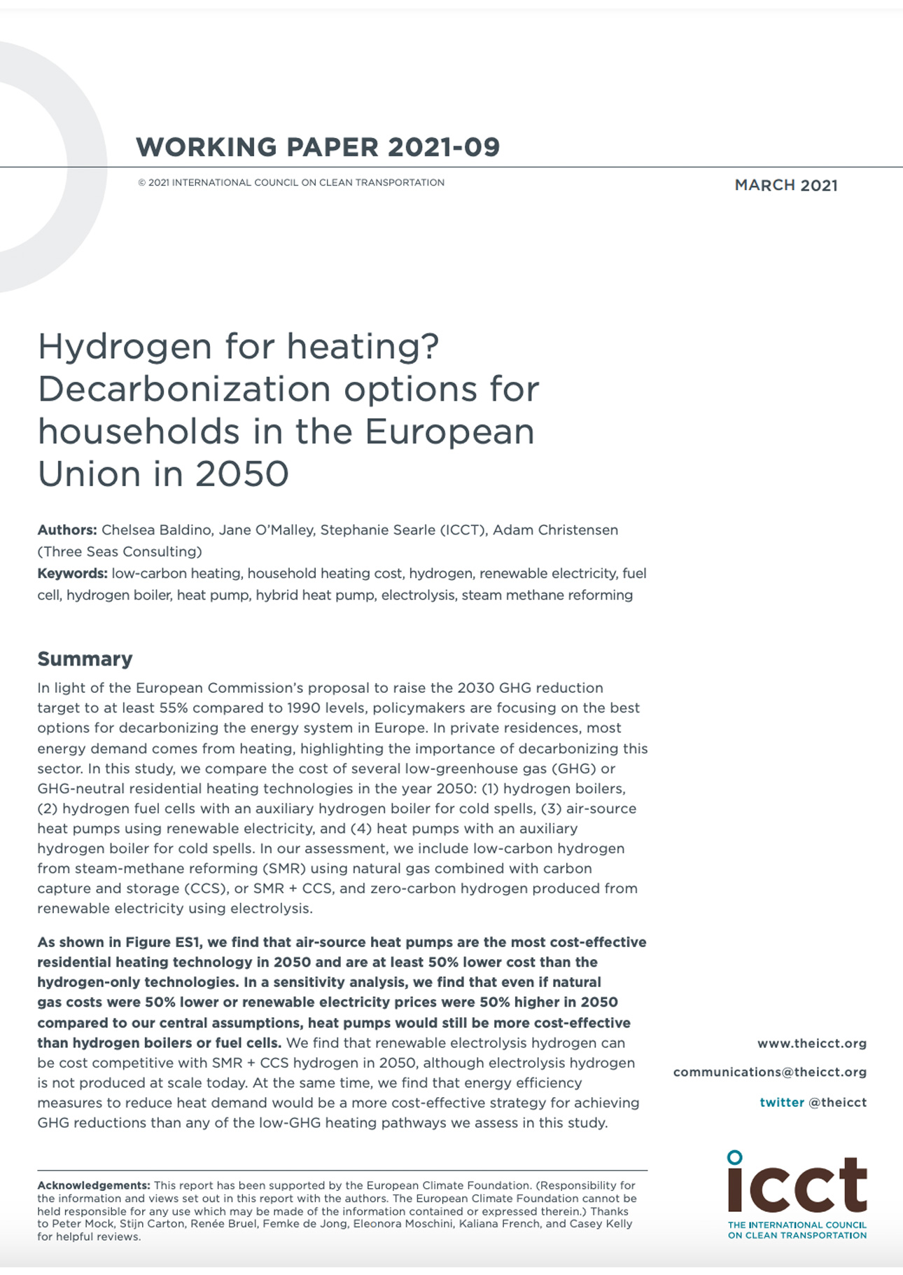 Hydrogen for Heating? Decarbonization Options for Households in the European Union in 2050