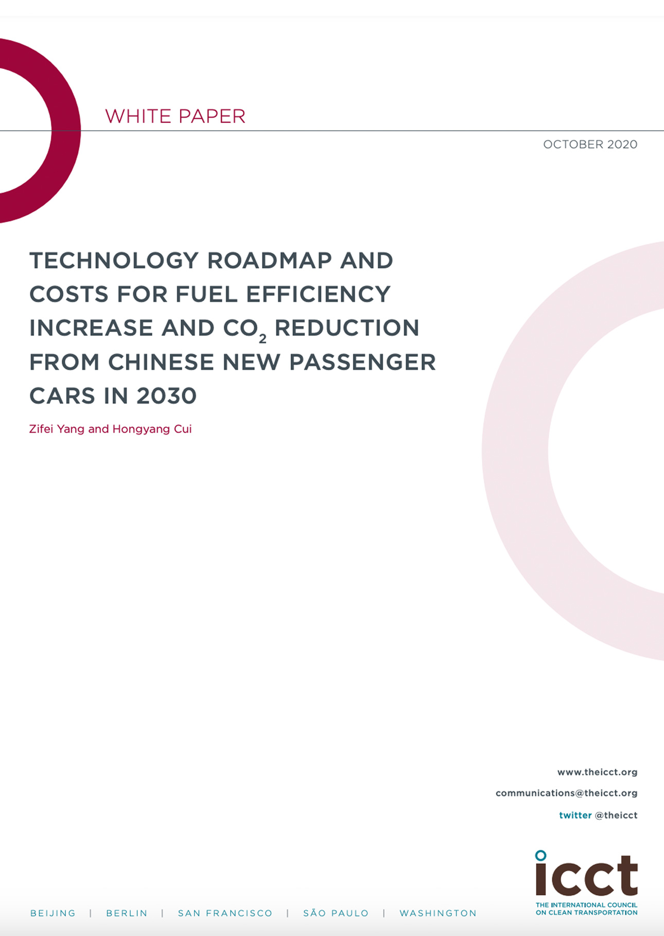 Technology Roadmap and Costs for Fuel Efficiency Increase and CO₂ Reduction from Chinese New Passenger Cars in 2030