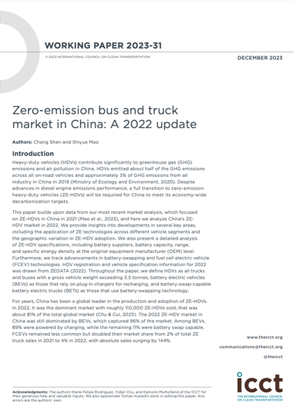 Zero-Emission Bus and Truck Market in China: A 2022 Update